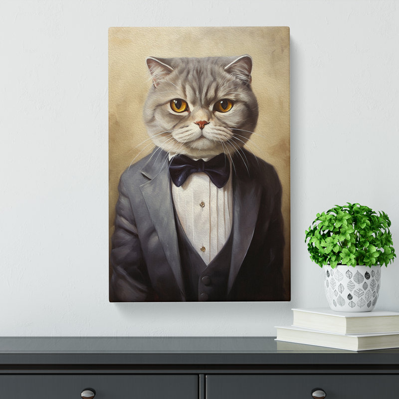 Cat in a Suit Painting No.6 - Wrapped Canvas, 50cm H x 35cm W x 3cm D