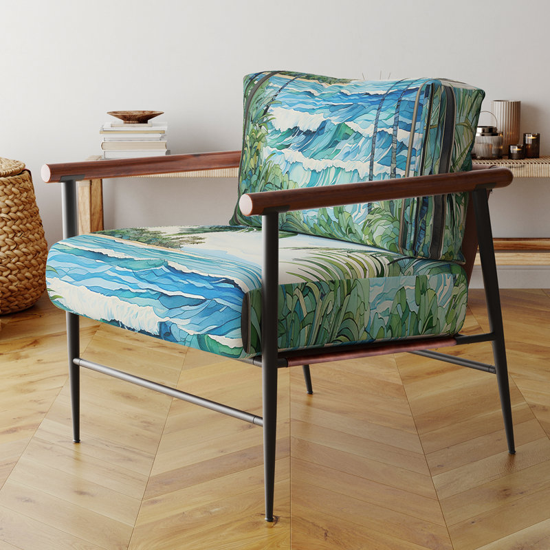 Fauteuil d'appoint rembourré Tropical Coastal Beach Tranquility, Noir