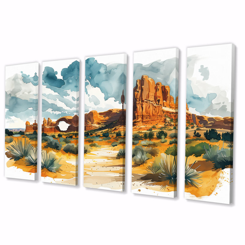 «Arches National Park Desert Landscape I - Canyon», art mural sur toile, H 32 po x l 80 po
