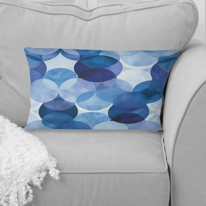Bleu, blanc, cercles modernes - coussin lombaire moderne