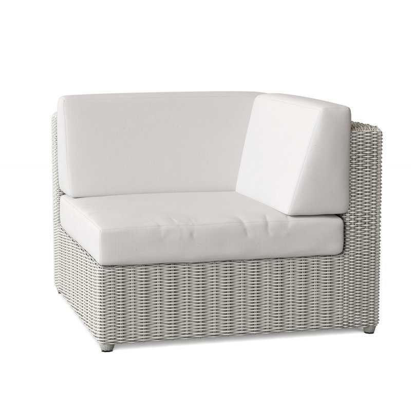 Sag Harbor Outdoor Corner Wedge Lounge Chair, Sag Harbor Classic White, Canvas Navy Sunbrella® Canvas