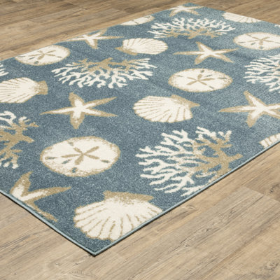 Hennings Nautical Escape Blue/ Beige Area Rug