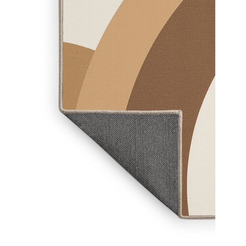 Tapis moelleux moelleux à motif géométrique minimaliste brun et beige, 7 x 10