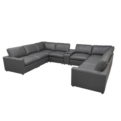 Reestock Top-Grain Leather Large Seating Modular Sectional