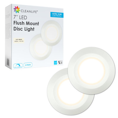 7" LED Flush Mount Ceiling Light - Energy Efficient LED Puck Lights - LED Disc Light For Home, And Retail Spaces