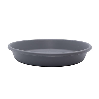  Classic 16 Inch Round Plant Pot Saucer Drip Tray, Warm Grey
