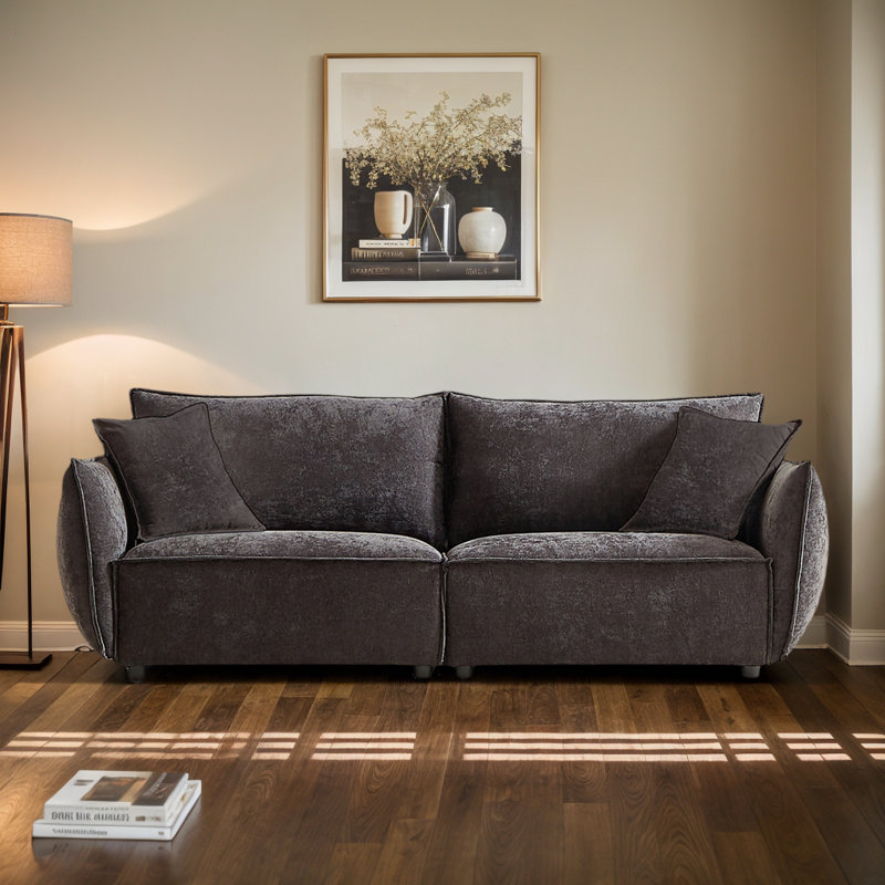 Ensemble de canapé de salon en chenille avec canapé 3 places et fauteuil d'appoint, beige