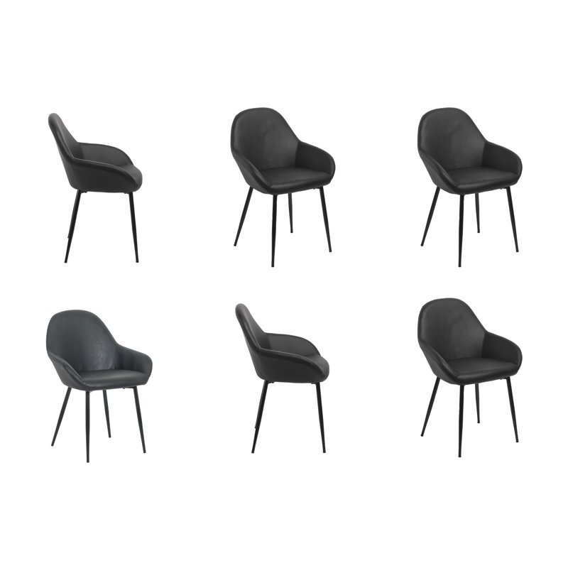 17.5'' H Faux Leather Upholstered Armchair, Black
