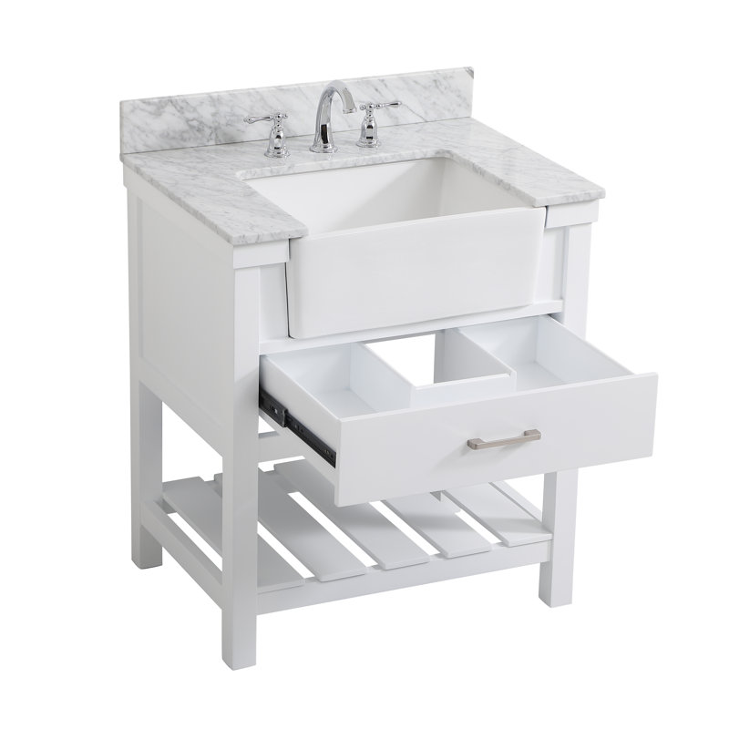 Meuble-lavabo simple 30 po Pelaghia, Blanc