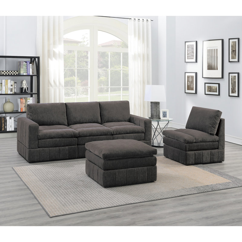 Living Modular 5pc - Suède, Mélange de suède brun