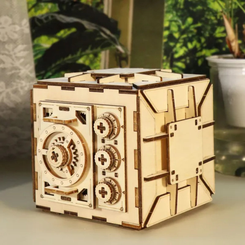 Coffret de rangement de casse-tête en bois à combinaison mécanique, cadeau de Noël artisanat bricolage
