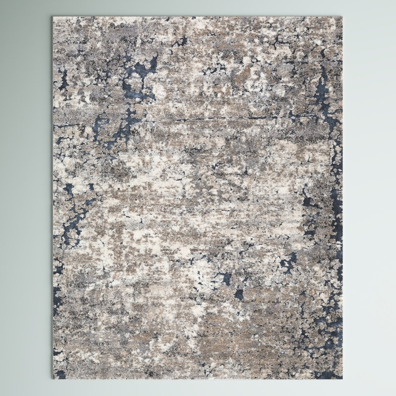Tapis bleu / gris / ivoire Darvone, Rectangle 12 pi x 15 pi