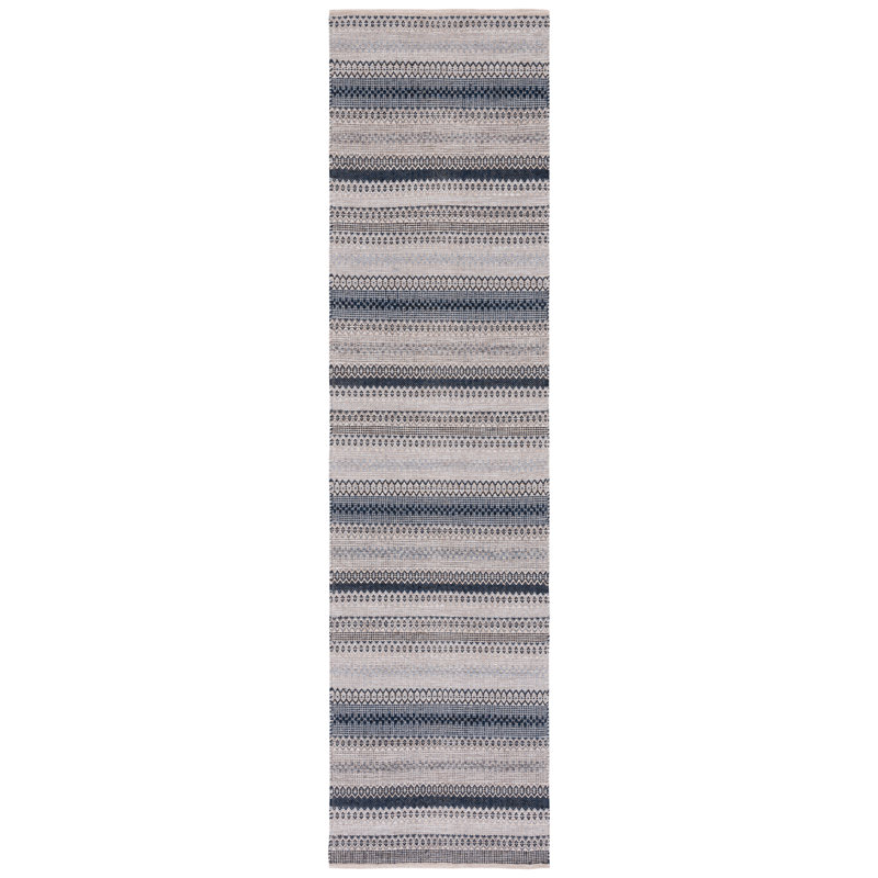 Jeanella Flat Weave Cotton Striped Rug, Runner 2'3" x 9'