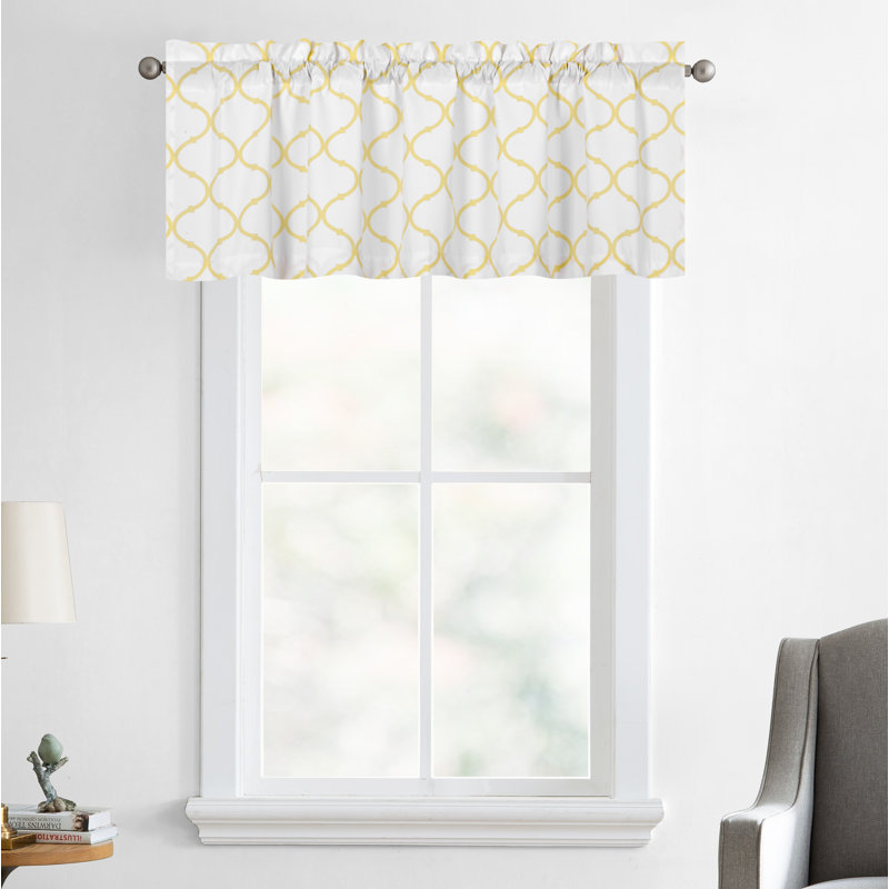 Kacey Cotton Blend Geometric Window Valance, Hunter Yellow