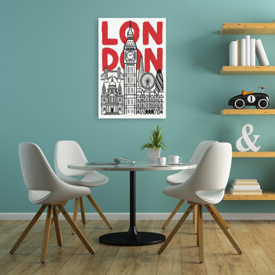 London City Icons Abstract Contemporary Architecture City Wall Art Print 1 Piece Wrapped Canvas Wall Art