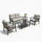 5-Piece Metal Patio Furniture Set, 4-Seat All-Weather Conversation Sofa With Coffee Table & End Table-2040295248-2040295250