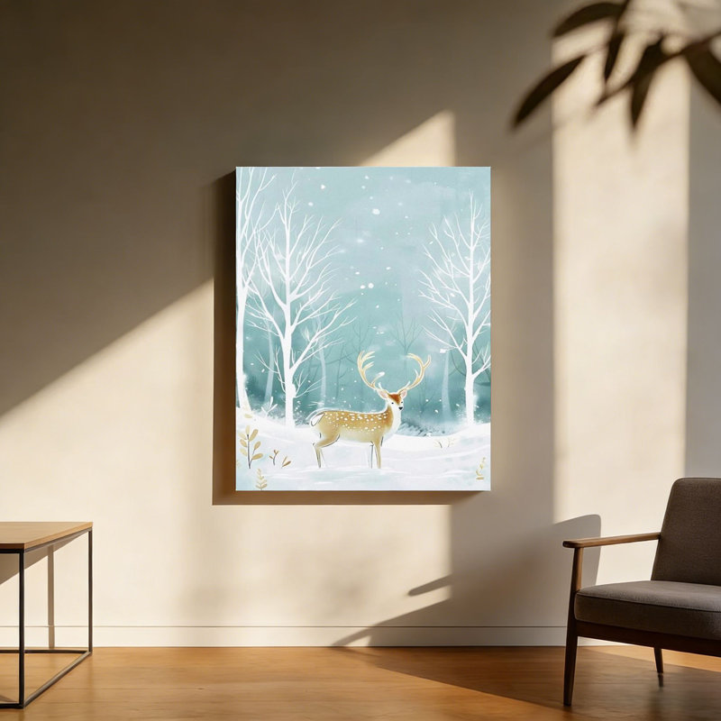 «Winter Wonderland Deer», art mural en bois à l'arrière, 30 L x 20 l