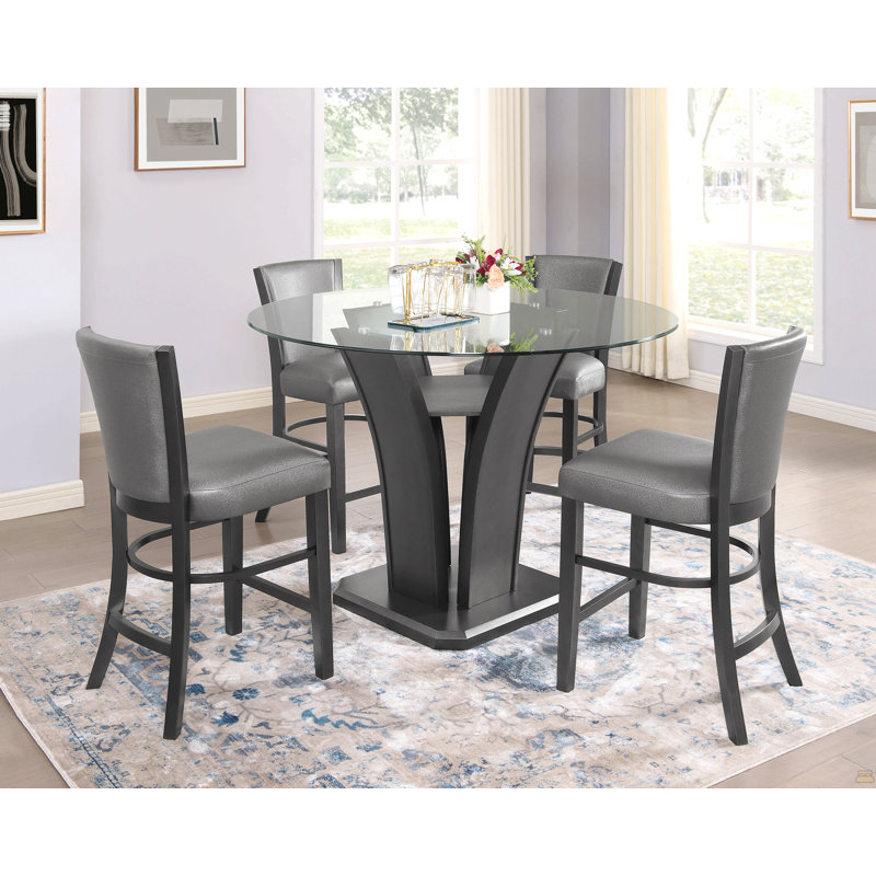Chaise de salle à manger rembourrée 2 pièces Glam, Gris