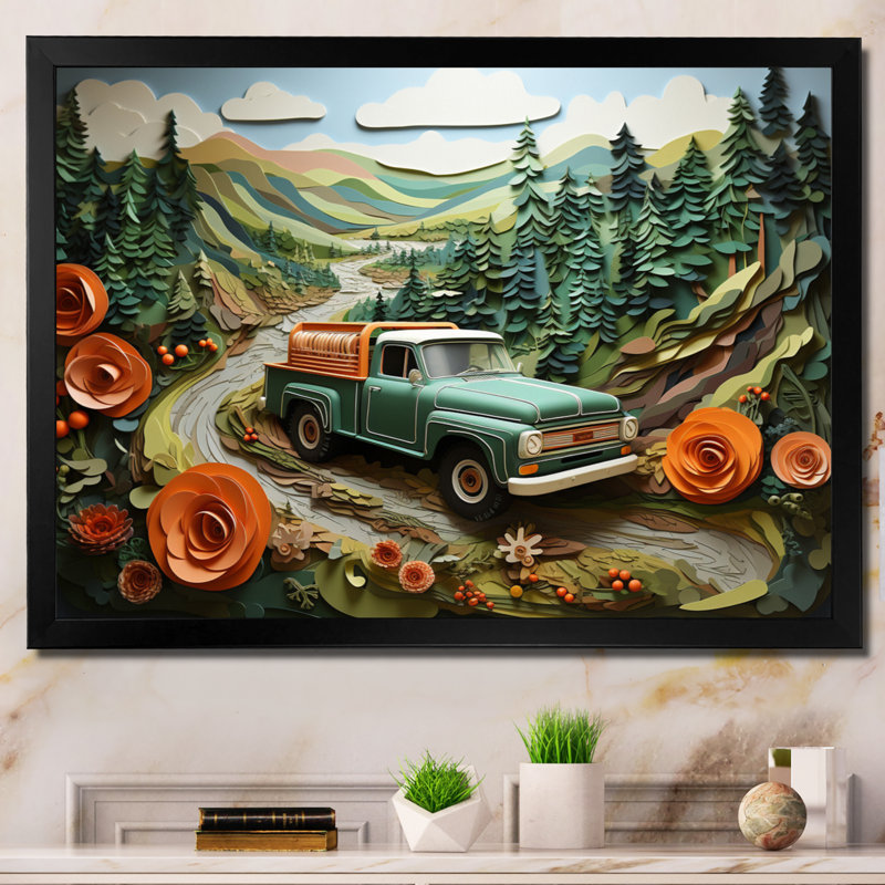 «Pickup Truck Offroad Adventures IV», reproduction sur toile, H 34 po x l 44 po x P 1,5 po, Cadre simple noir