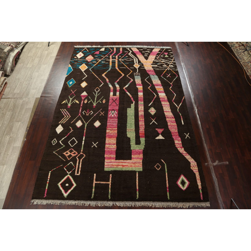 Tapis tribal marocain noué à la main 9 pi 11 po x 14 pi 9 po