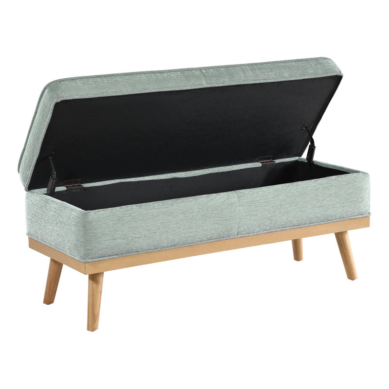 Boyu Polyester Blend Upholstered Storage Bench, Aqua Boucle