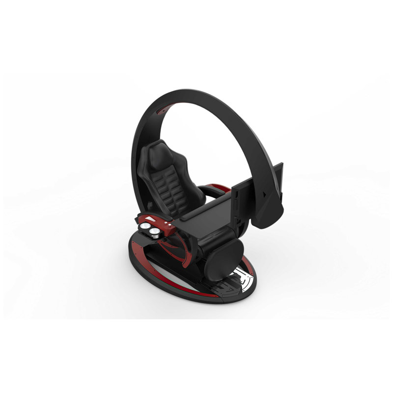 Inbox Zero Adjustable Reclining Ergonomic Swiveling PC & Racing Game Chair with Built-in Speakers, Black/Red