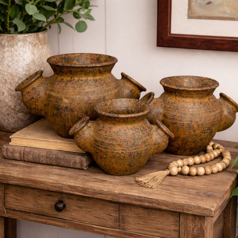 Ensemble de pots Earthen Trio en brun, Brun