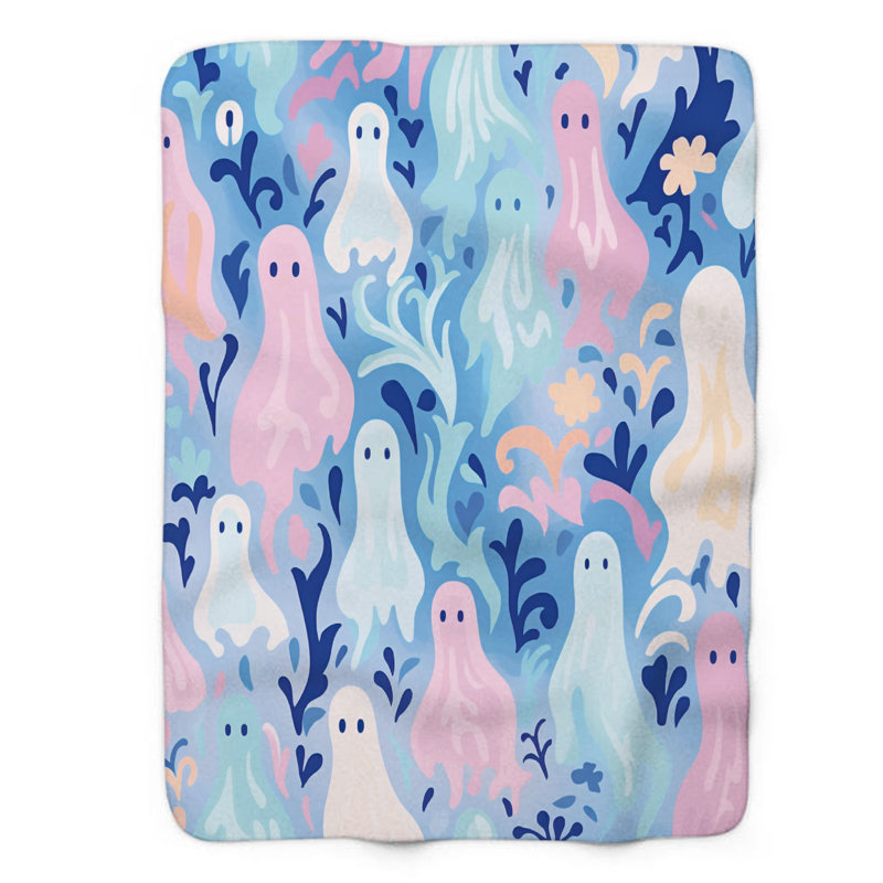 Ghostly Watercolor Art - 1 pièce Sherpa Premium, Grand lit