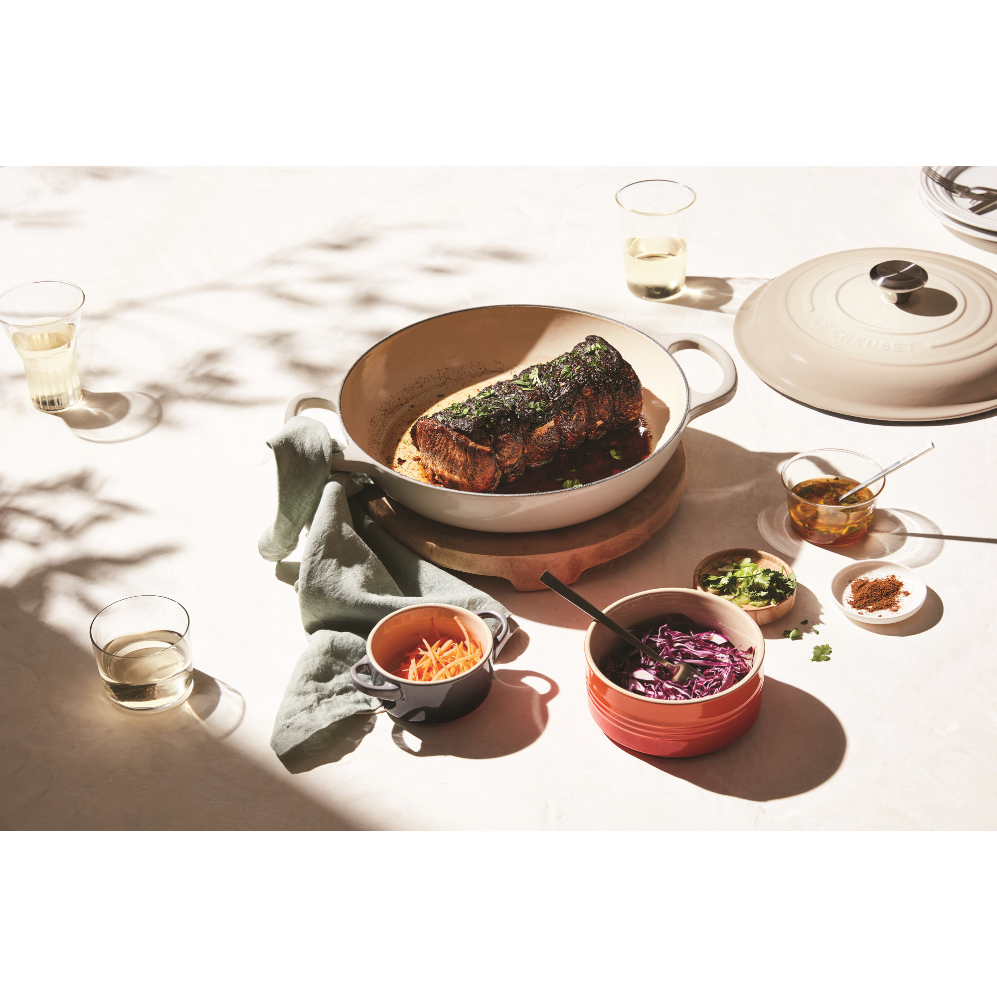 Le Creuset Signature Enameled Cast Iron Braiser with Lid, Meringue, 2.25 quarts
