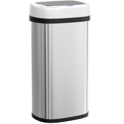 Grande poubelle à capteur de mouvement 18,5 gallons (70 L), poubelle automatique sans contact avec couvercle à fermeture douce, acier inoxydable, ondulé ou tactile pour ouvrir (argent)