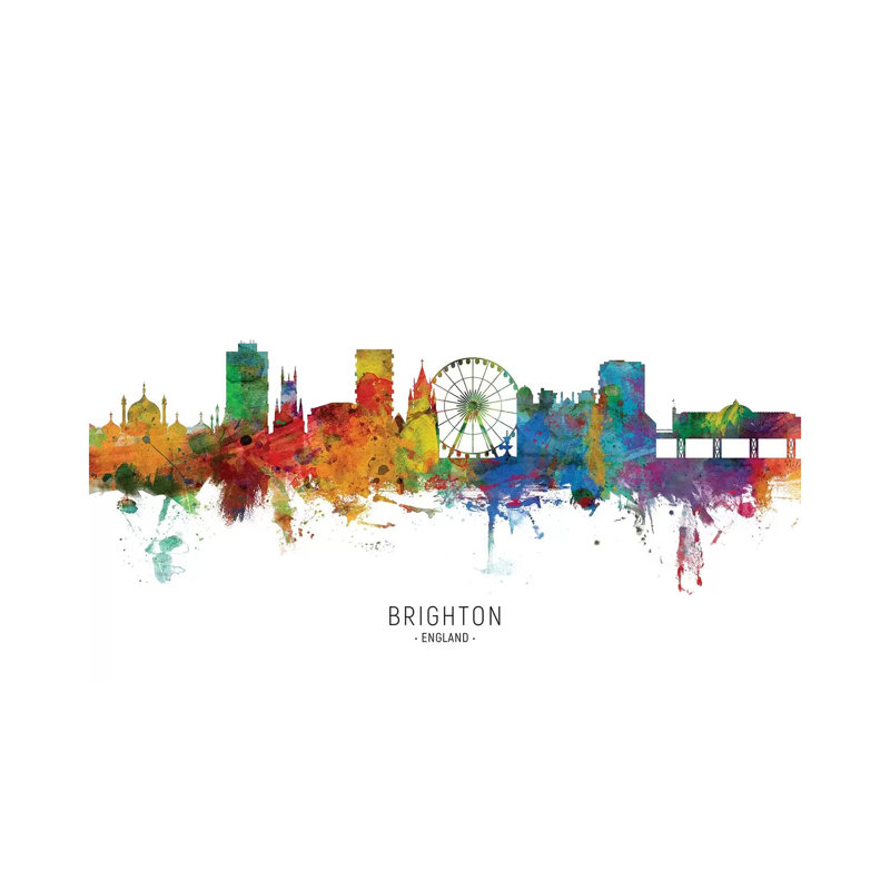 Brighton England Skyline by Michael Tompsett - Wrapped Canvas Painting, 20.32 cm H x 30.48 cm W