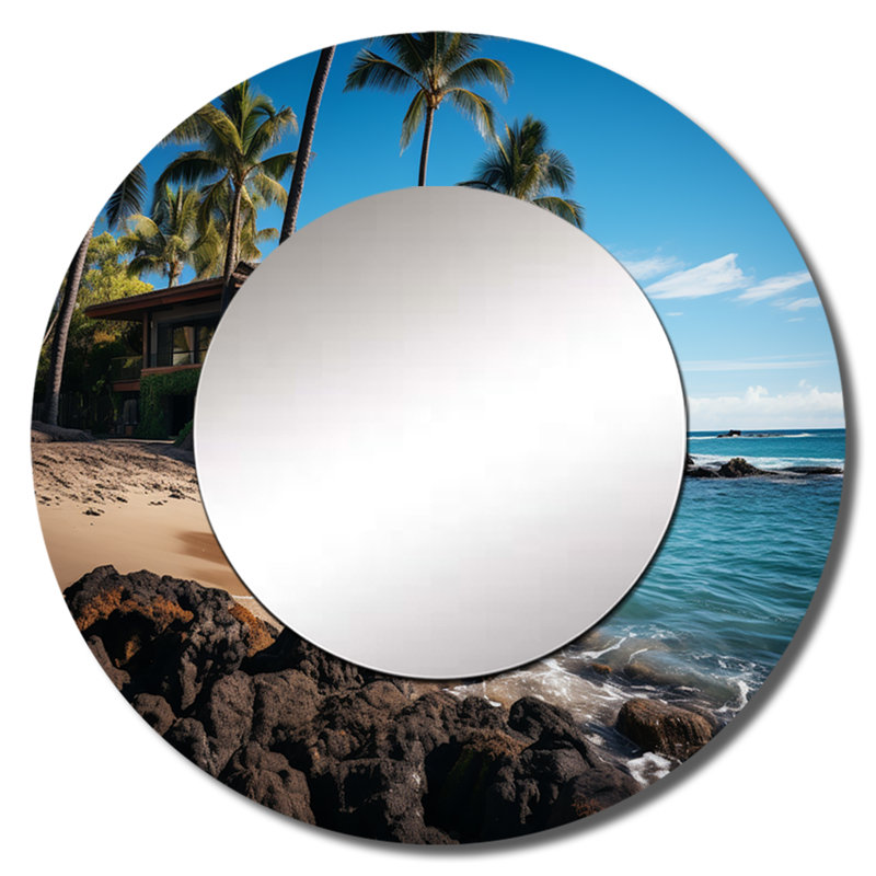 Hawaii Island Retreat - Nautical & Beach Round Mirror Wall Decor, 23" x 23"