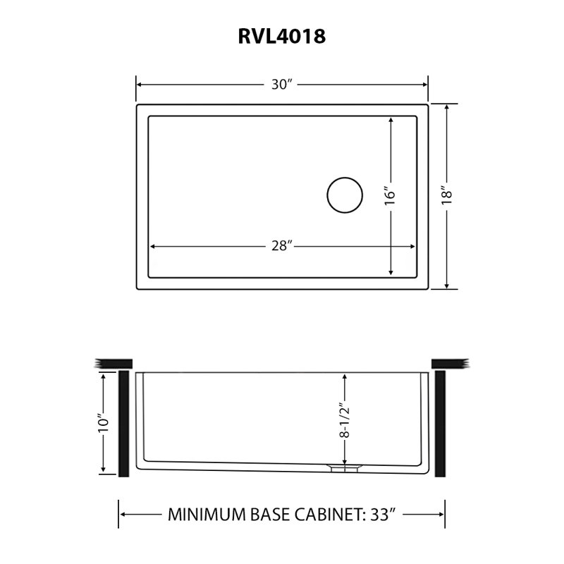 30" L x 18" W Farmhouse Kitchen Sink, Black/White