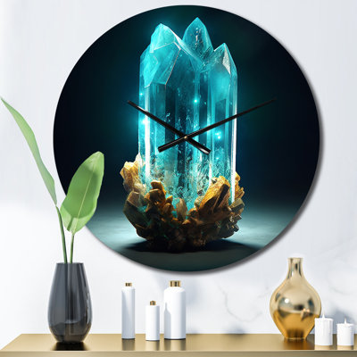Turquoise Gold Vibrant Stones Wall Clock