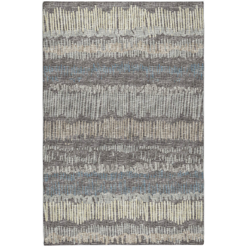 Premium Machine Washable Dream Shag Loops and Lines Rug, Gray, 8' x 10'