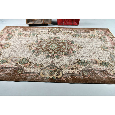 Oversized Handwoven Turkish Rug in Rich Brown for Bohemian Bedroom and Home Decor - Large Vintage Style Carpet