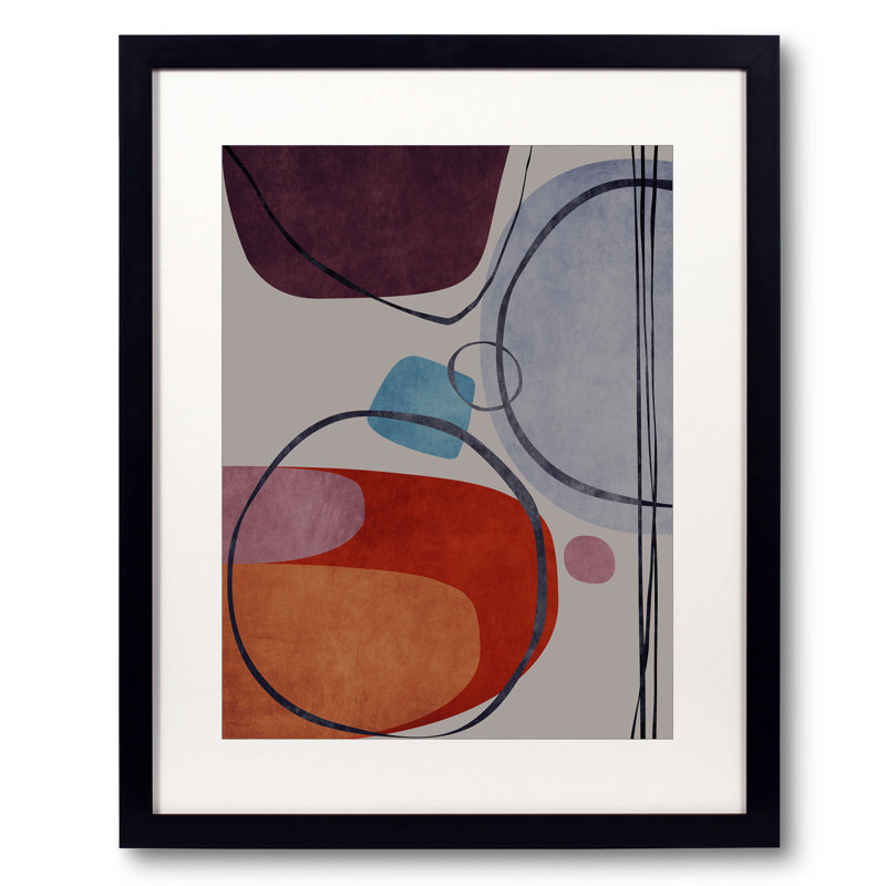 Pièces VI par Angel Estevez - Peinture, Papier avec cadre noir, H 24 po x l 30 po