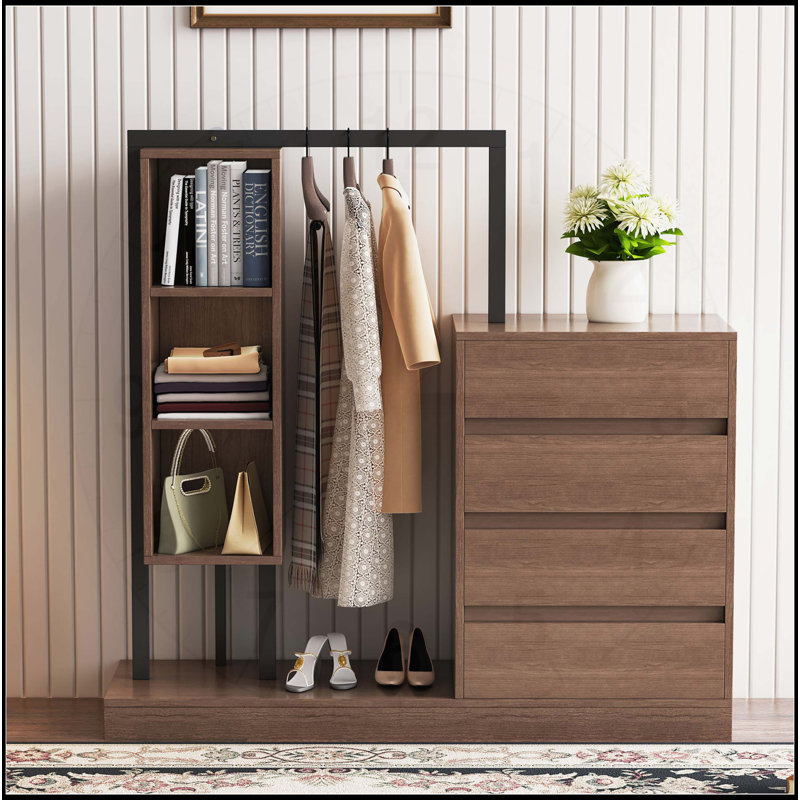 Versatile Wardrobe With Multiple Compartments And Ample Storage Space, Espresso