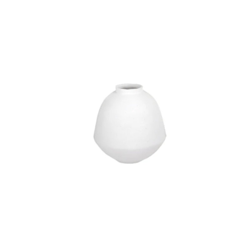 Vase en terre cuite blanc, H 7,75 po x l 7,75 po x P 7,75 po