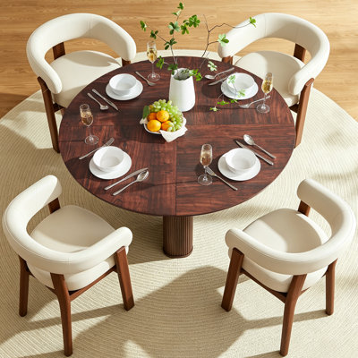 47" Round Dining Table For 4-6, Cross Pedestal Thickened Base, Kitchen Table For Kitchen Living Room