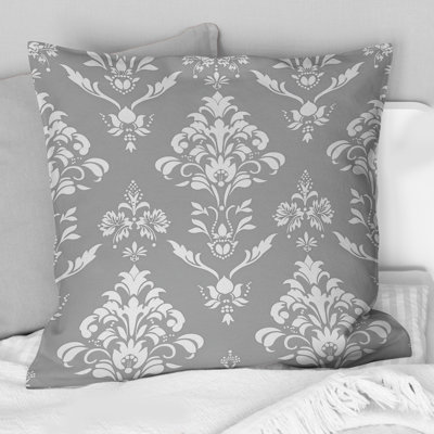 Coussin décoratif gris en damas glamour I