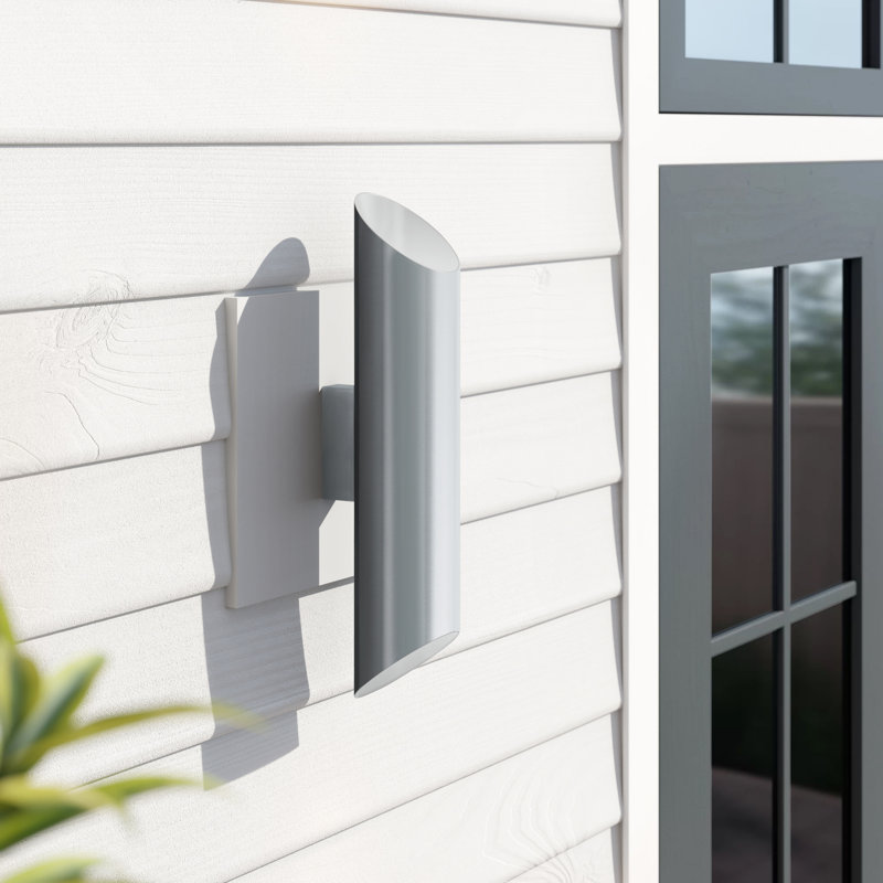 Lilyanna 2 - Bulb 14cm H Integrated LED Outdoor Armed Sconce, Stainless steel and white