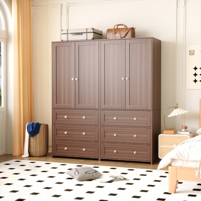 Armoire 4 portes avec miroir et 6 tiroirs Sandrea