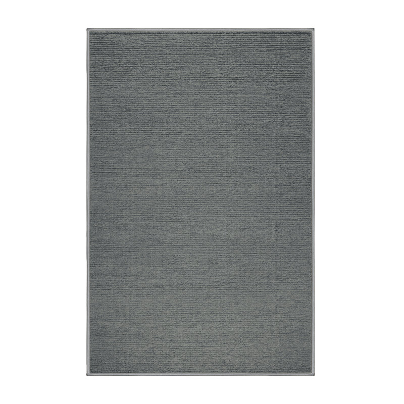 Machine Washable Solid Gray Area Rug, Rectangle 8' x 12'