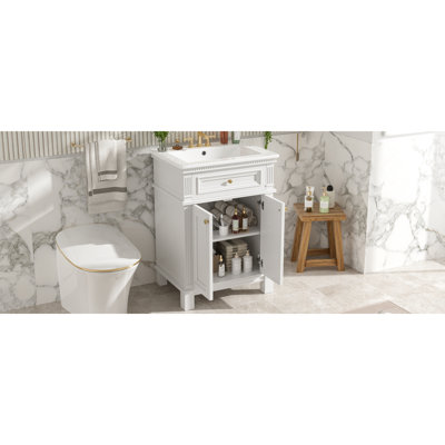 Meuble-lavabo avec lavabo et rangement, 24 po