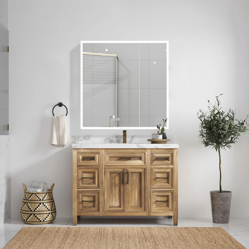 Azamat 30"H Recessed or Surface Mount Frameless LED Medicine Cabinet With  Adjustable Shelves, 30" H x 30" W x 4.63" D, Dual