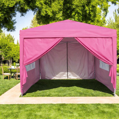 Durable 10x10ft Canopies & Gazebos With Frame, Portable Magenta Pop-up Tent For Outdoor Events