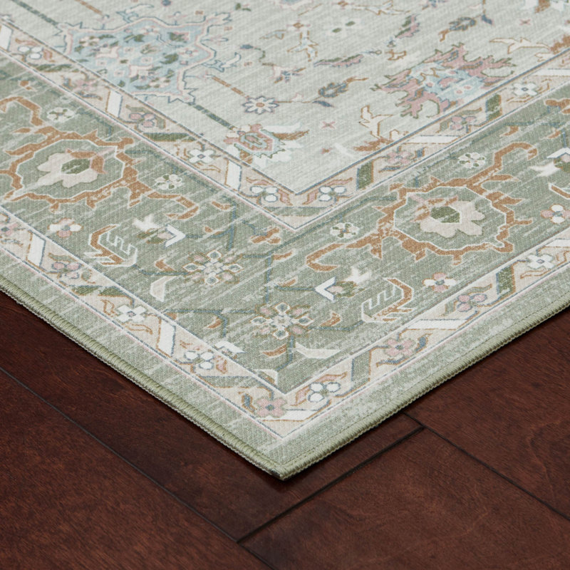 Laura Ashley Aure Machine Washable Imagine Printed Chenille Rugs 1-Piece, Rectangle 2'2" x 3'9", Sage