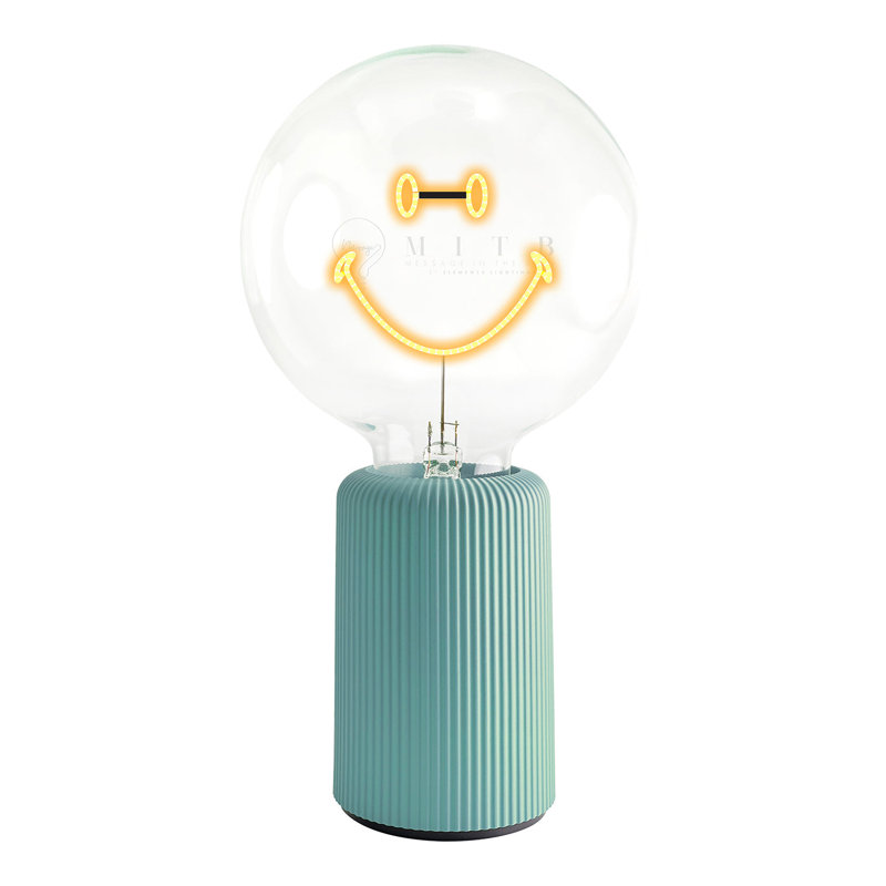 Ampoule SMILEY ambre avec base de lampe de table portable nomade Pop, Bleu, H 19 po x l 4,92 po x P 13 po