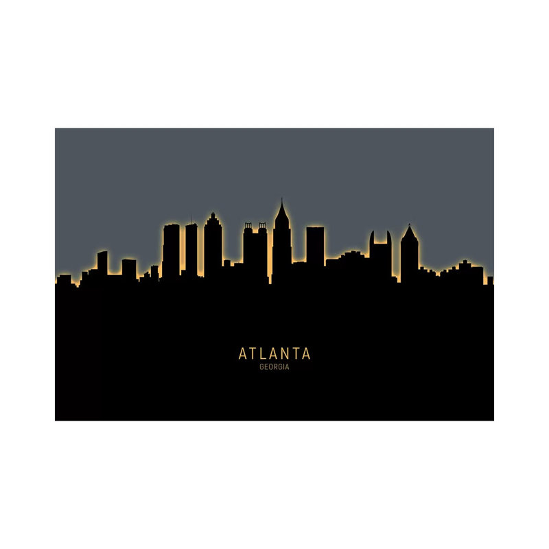 Atlanta Georgia Skyline Glow Orange by Michael Tompsett - Print on Canvas, 66.04cm H x 101.6cm W x 1.91cm D, Wrapped Canvas